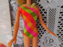 1160 BARBIE TNT FLIP COLORFUL PINK ORANGE GREEN GEOMETRIC SWIMSUIT 1969  or 1971 choice